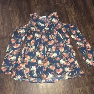 Navy + floral off the shoulder top